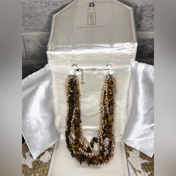 Ross-Simons Vintage Tiger Eye, Pearl, and Smoky Quartz Multistrand Necklace - Picture 4 of 5